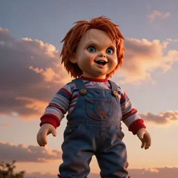 sunset clouds in the shape of screaming chucky doll unreal engine