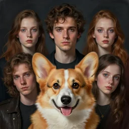 portrait, nightmare anomalies, corgi by dariusz zawadzki, kenneth blom, mental alchemy, james jean, pablo amaringo, naudline pierre, contemporary art, hyper detailed