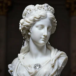 most aesthetic and virtuous diamond sculpture of Helen of troy, realistic, atmospheric lighting, masterpiece, extremely detailed