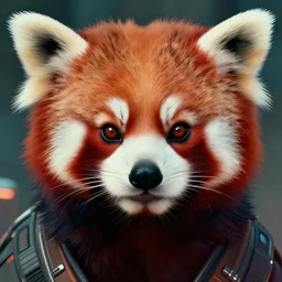 red panda as a realistic scifi cyberpunk character, closeup portrait art by donato giancola and greg rutkowski, vintage retro scifi, realistic face, digital art, trending on artstation, symmetry!!!