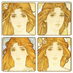 in the style of artgerm, arthur rackham, alphonse mucha, phoebe tonkin, symmetrical eyes, symmetrical face, flowing blue skirt, hair blowing, full body, intricate filagree, warm colors, cool offset colors