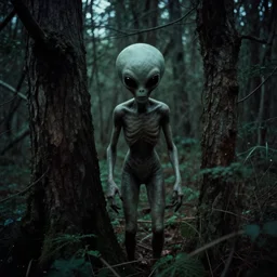 alien lurking in the woods | creepy 80s photography