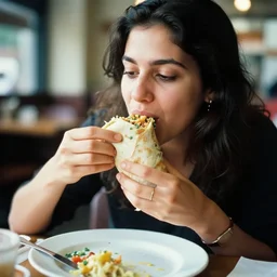 woman eating a burrito 1 9 8 7 candid kodachrome photo