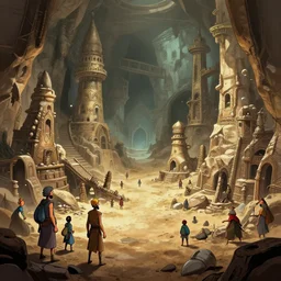 photo cartoon illustration comics manga painting of old mineenvironement : 6 fantasy environement, digital painting, unreal engine, 8 k, volumetric lighting, contrast by john kirby by carl warner and jim woodring, trending on artstation