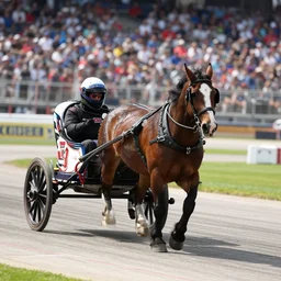 amish horse pulled buggy in a nascar race, long shot