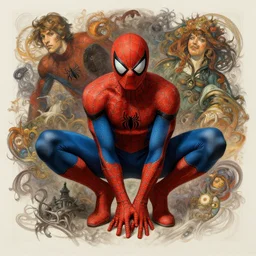 Beautiful portrait of spiderman, wide angle, intricate, wild, highly detailed, digital painting, artstation, concept art, smooth, sharp focus, illustration, art by artgerm and greg rutkowski and alphonse mucha - W 768