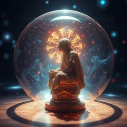 ( ( ( psychonautist ) ) ) in a crystal sphere, digital art, award winning, volumetric lighting