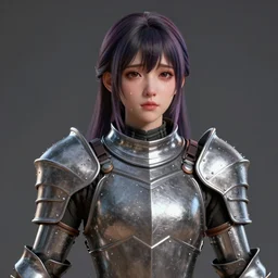 a hyperrealistic ultradetailed fullbody real photograph of a realistic anime girl, with pbr rendered skin material, wearing steel plate armor, textured bumpmap, trending on artstation, dyed hairs, crying, readable face, 3 d, lifelike human, k - pop person, unreal engine 5, blender, extremely intricate, sharp focus, 4 k