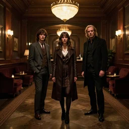 style of ellen jewett, steve niles, clive barker : : dimly lit hotel lobby : : highly detailed, 4 k, symmetrical, cinematic lighting