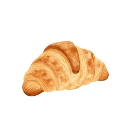 minimalist watercolor art flakey croissant on blank all white background, illustration, vector art