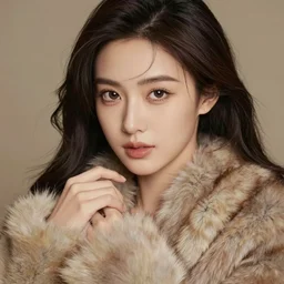 portrait of a beautiful girl with fur