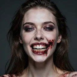 body horror. a gorgeous woman with terrifying rotten teeth