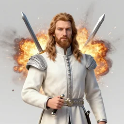 portrait of king of sweden, cool, explosions, swords