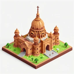 isometric pixel art diorama of calcuta, india