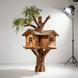 photo still of treehouse sculpture by artist takanori aiba, 8 k, studio lighting bright ambient lighting key light, 8 5 mm f 1. 8