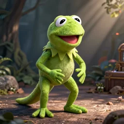 kermit the frog as a dinosaur in jurrasic park