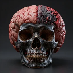 hyper realistic brain skull, art by greg rutkowski, intricate, ultra detailed, photorealistic, black and red colors, trending on artstation, octane render, 4 k, 8 k