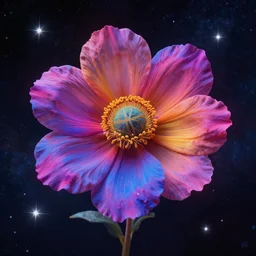 a beautiful colorful photograph of a space flower, 4k, breathtaking stars, space background, surrealism, concept art