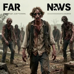 farmer apocalypse, zombies, photo, photorealistic, news