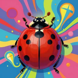 a colorful vibrant closeup portrait of a ladybug, dynamic aesthetic dreaming psychedelic, by kawase hasui, moebius, edward hopper and james gilleard, zdzislaw beksinski, steven outram colorful flat surreal design, hd, 8 k, artstation