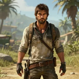 nathan drake from uncharted 4 in game cutscene style