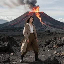 fashion editorial in volcano eruption.