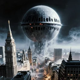city of london being vaporized by the death star high up in the atmosphere, rapheal lacoste style,