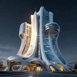 soviet bright future, light futuristic scientific building, odd architecture, digital art by Dawid Michalczyk