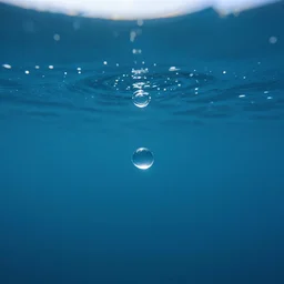 water droplet inside the ocean, 4k underwater shot