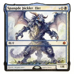 high detail watercolor painting of a magic the gathering creature the spangled pickler