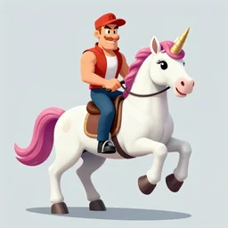 Duke Nukem riding a unicorn