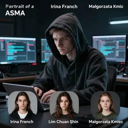 a Portrait of a hacker, by ASMA, by Irina French, by Lim Chuan Shin, by Małgorzata Kmiec, computer screens in the background, trending on Artstation, dark, dramatic, cinematic, realistic studio lighting, realistic reflections, 4k, professional, canon