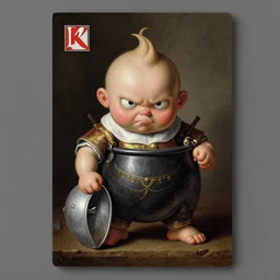 a painting of ultradetailed collectible card from garbage pail kids nasty nick card, a flemish baroque by dino valls, trending on zbrush central, classical realism, flemish baroque, hyper realism, chiaroscuro