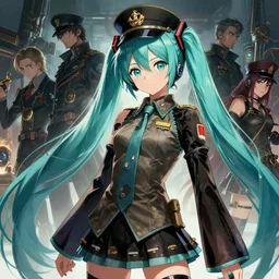 portrait of a girly girl miku hatsune, epic, tragic, military art, fantasy, dieselpunk, hd shot, digital portrait, beautiful, artstation, comic style, by artgerm, guy denning, jakub rozalski, magali villeneuve and charlie bowater