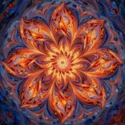 fractal flame flower mandala, intricate oil painting by greg rutkowski, trending on artstation