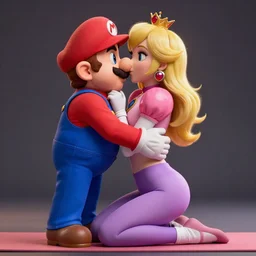 super mario in tights kissing princess peach in yoga pants, highly detailed, extremely high quality, hd, 4 k, 8 k, canon 3 0 0 mm, professional photographer, 4 0 mp, lifelike, top - rated, award winning, realistic, detailed lighting, detailed shadows, sharp, no blur, edited, corrected, trending