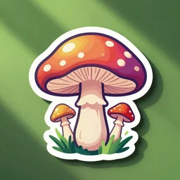 textured hologram mushroom sticker. color halftones vector art. colorful. stylized. greenscreen background