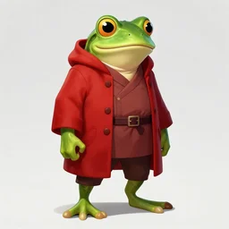 character concep art of a humanoid frog butcher with a red coat as an enemy in spyro the dragon video game concept art, playstation 1 era, activision blizzard, 4 k resolution concept art