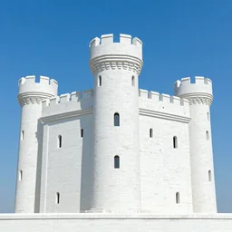 Big castle made of white bricks surrounded by blue sky, beautiful digital art made by DALL-E 2,