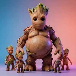 hyperrealistic rendering, fat smooth cronenberg flesh monster groot by donato giancola and greg rutkowski and wayne barlow and zdzisław beksinski, eyeballs, product photography, action figure, sofubi, studio lighting, colored gels, colored background