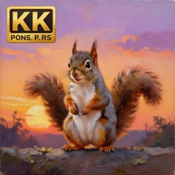 Oil Painting Of @king of the squirrels™ , 4K, Sunset