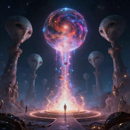 simulation theory, dream, machine, futurism, galaxy orbs, thoughts in the void, sparks, eternity, holy place, universe, magical, mysterious, coordinates, information pool, nebula giants, ancient aliens, masterpiece, energy generator, highly detailed, artstation, glow, art by vladimir motsar and ismail inceoglu and nicholas cort and paul pepera