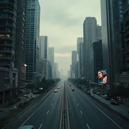 a beautiful cinematic photograph of a dystopian city highway in a brutalist city by greg rutkowski and mark romanek and christopher nolan, sci - fi, epic scope, scale