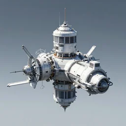 voxel spacestation, exterior view, high quality render, 4k, unreal engine