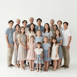 photo of an impossible large human family, optical illusion, studio photo