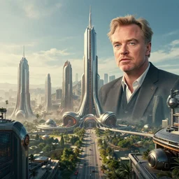 the future capital city of liberland, epic scene from vfx scifi by christopher nolan