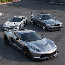 a sports car based on nissan, bmw and chevrolet sports car body styles, nissan sports cars, chevrolet sports cars, bmw sports cars, trending on artstation, cgsociety, unreal engine, by jotaautomotive and nancorocks