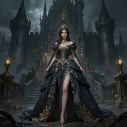 dark fantasy., beautiful fantasy girl princess in the ancient castle, concept art