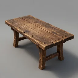 a rustic rectangle wooden table with spikes sticking out of it. Dungeons and dragons fantasy digital art, artstation highquality 4k