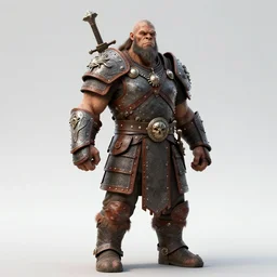 orc barbarian wearing leather armor, full body shot, exquisite details, earth magic, mid view, design on a white background, by greg rutkowski, makoto shinkai, takashi takeuchi, studio ghibli
